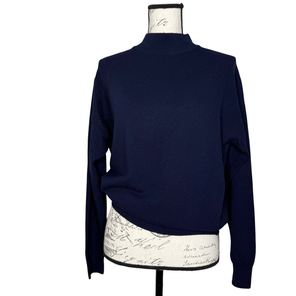 Vintage 90s United Colors Of Benetton Navy Pure Lambswool Mock Neck Sweater XS